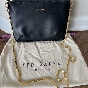 Ted Baker Black Mana Crossbody/Clutch Purse with Removable Gold Chain